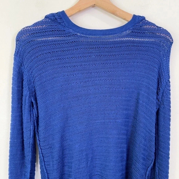 Aritzia Wilfred Free Royal Blue Hooded Open Knit Cashmere  Blend Sweater - Picture 7 of 15